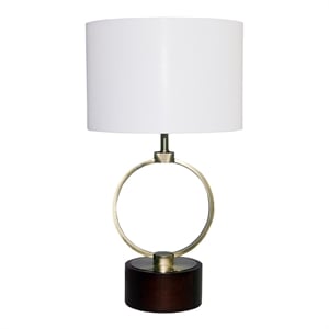 doskin brass circle metal table lamp with white shade