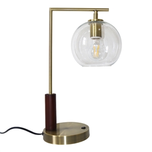 fuska glass globe metal table lamp with antique brass finish