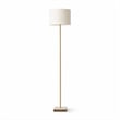 May Woven Shade White Floor Lamp with Marble and Wood Base