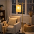 Jan Floor Lamp with Rattan Shade and Brass Frame