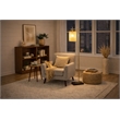 Jan Floor Lamp with Rattan Shade and Brass Frame