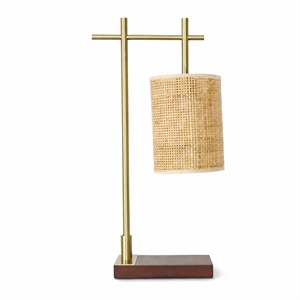 Josephini Woven Shade Metal Table Lamp with Brushed Gold Base