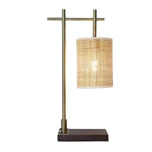 josephini woven shade metal table lamp with brushed gold base