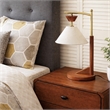Hollie  Wood and Linen Table Lamp with Brushed Gold Accents