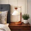 Hollie  Wood and Linen Table Lamp with Brushed Gold Accents