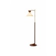 Alvina Modern Wood and Brass Floor Lamp with Linen Shade