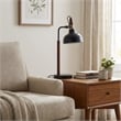Halona Adjustable Black Industrial Desk Lamp with Wood and Metal Design