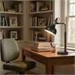 Halona Adjustable Black Industrial Desk Lamp with Wood and Metal Design