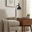 Halona Adjustable Black Industrial Desk Lamp with Wood and Metal Design