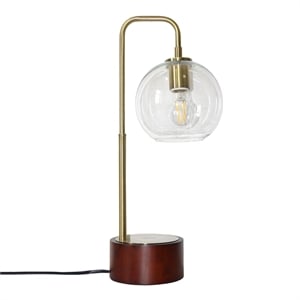 kenzie glass globe table lamp with gold metal frame
