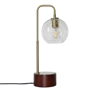 kenzie glass globe table lamp with gold metal frame