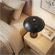 Lena Black Dome Table Lamp with Wood and Brass Details