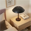 Lena Black Dome Table Lamp with Wood and Brass Details