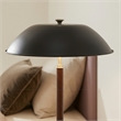 Lena Black Dome Table Lamp with Wood and Brass Details
