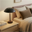 Lena Black Dome Table Lamp with Wood and Brass Details