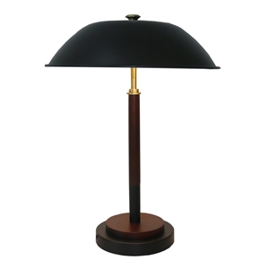 lena black dome table lamp with wood and brass details