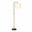 Perry Minimalist Black Floor Lamp with Wood and Metal Frame