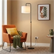 Perry Minimalist Black Floor Lamp with Wood and Metal Frame
