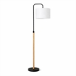Perry Minimalist Black Floor Lamp with Wood and Metal Frame