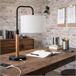 Lucia Brushed Metal Black Swirl Table Lamp with Wooden Base