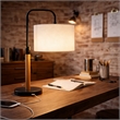 Lucia Brushed Metal Black Swirl Table Lamp with Wooden Base