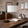 Lucia Brushed Metal Black Swirl Table Lamp with Wooden Base