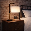 Lucia Brushed Metal Black Swirl Table Lamp with Wooden Base