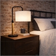 Lucia Brushed Metal Black Swirl Table Lamp with Wooden Base