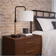 Lucia Brushed Metal Black Swirl Table Lamp with Wooden Base