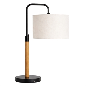 Lucia Brushed Metal Black Swirl Table Lamp with Wooden Base