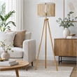 Lina Bohemian Beaded Shade Floor Lamp with Tripod Brown Wood Base