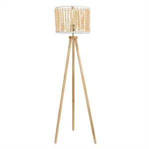 lina bohemian beaded shade floor lamp with tripod brown wood base