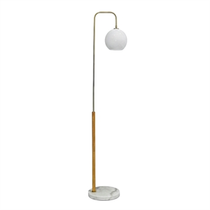 Cole Contemporary Floor Lamp with White Marble Base and Globe Shade