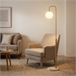 Cole Contemporary Floor Lamp with White Marble Base and Globe Shade