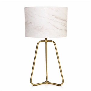 Landscape Table Lamp with Faux Marble Shade and Brass Base