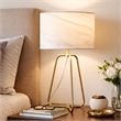 Landscape Table Lamp with Faux Marble Shade and Brass Base