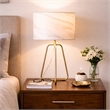 Landscape Table Lamp with Faux Marble Shade and Brass Base