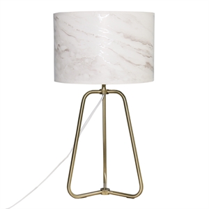 landscape table lamp with faux marble shade and brass base