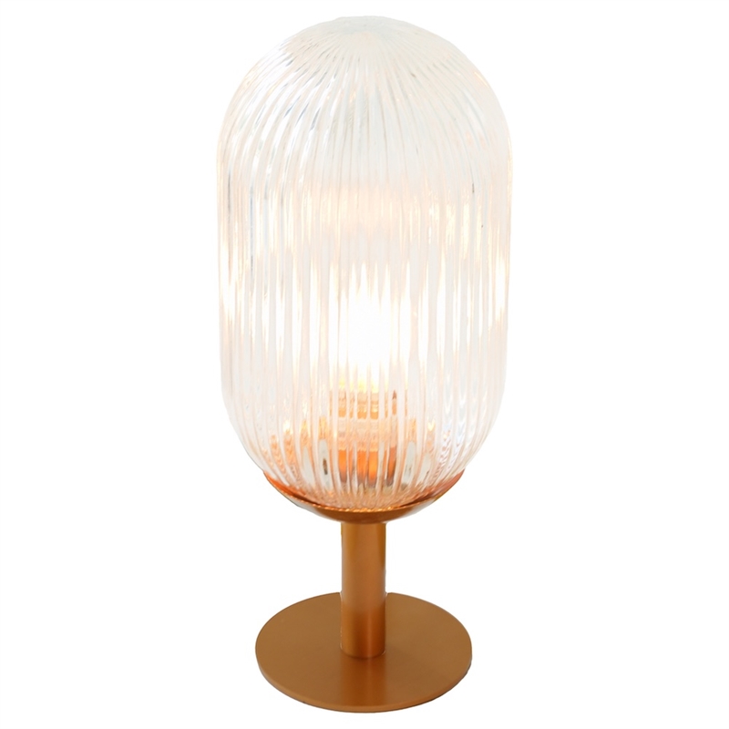 Aquila Bronze Base Table Lamp with Ribbed Glass Shade