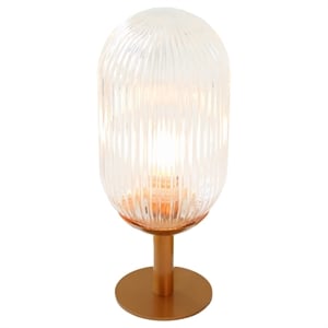 aquila bronze base table lamp with ribbed glass shade