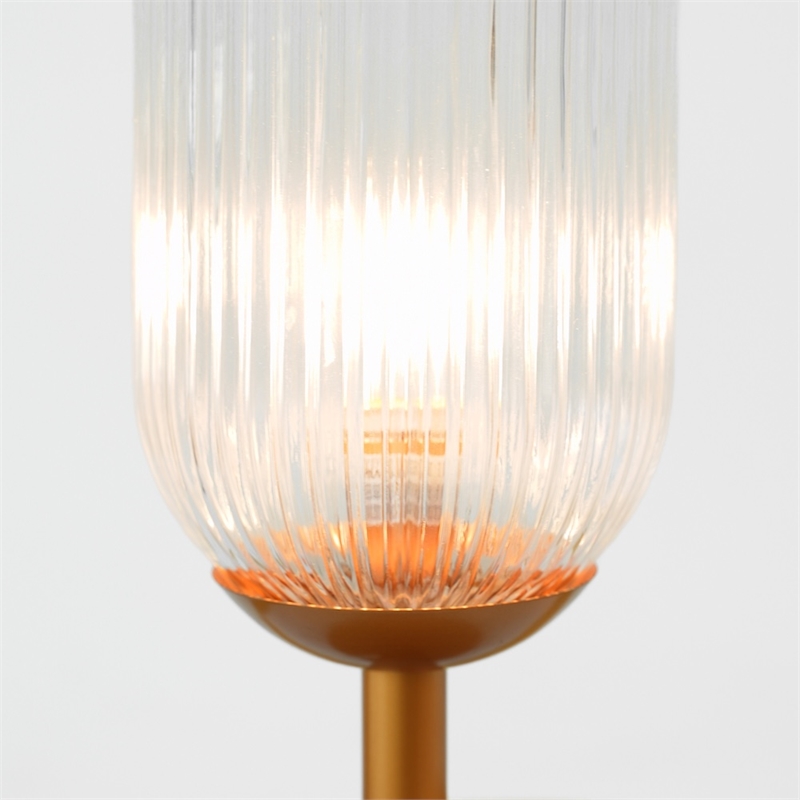 Aquila Bronze Base Table Lamp with Ribbed Glass Shade