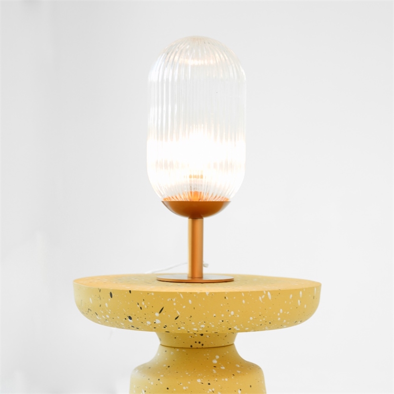 Aquila Bronze Base Table Lamp with Ribbed Glass Shade