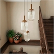Flora Modern Gold Metal Triple Pendant Light with Ribbed Glass
