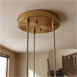 Flora Modern Gold Metal Triple Pendant Light with Ribbed Glass