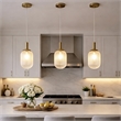 Vivian Modern Bronze Metal Ribbed Glass Pendant Light