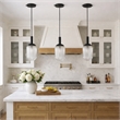 Daphne Modern Ribbed Glass Metal Pendant Light with Black Finish