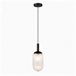 Daphne Modern Ribbed Glass Metal Pendant Light with Black Finish