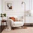 Retro Ribbed Glass Floor Lamp with Bronze Metal Arched Frame