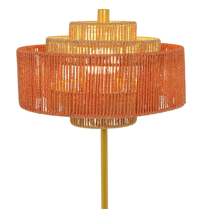 Pinkly Layered Bohemian Rope Metal Floor Lamp with Gold Finish