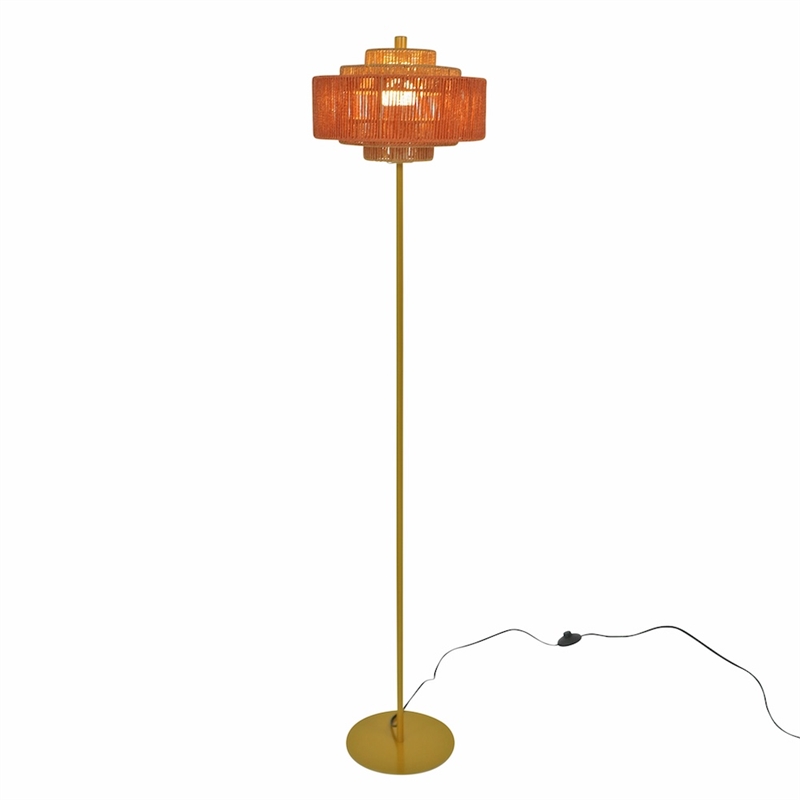 Pinkly Layered Bohemian Rope Metal Floor Lamp with Gold Finish